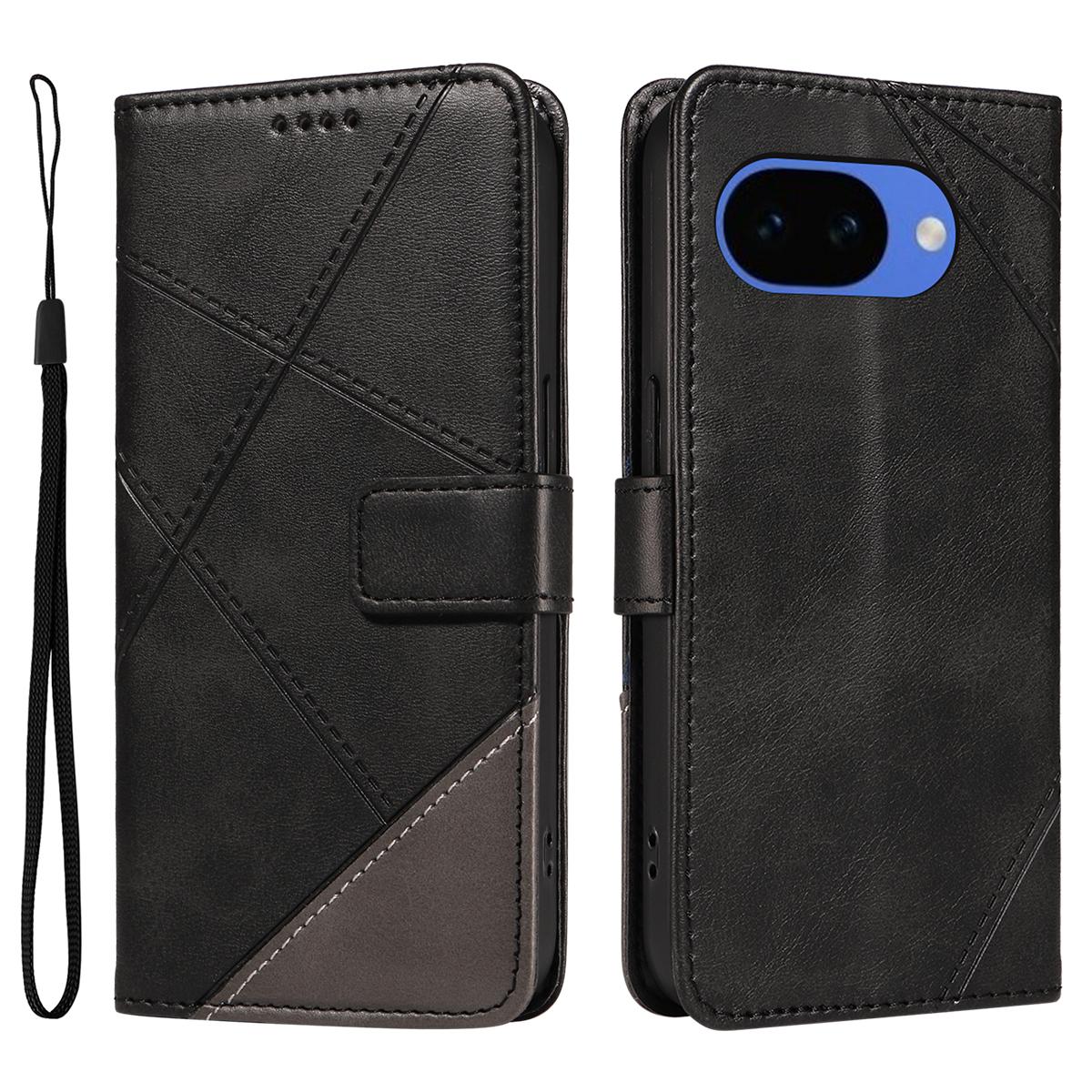 Магнитный слот для карт Кошелек Флип Кожаный чехол для телефона Для Google Pixel 10 Pro Xl 9A 9 8 8A Подставка Ремешок-книга Держатель для карт Чехол Google Pixel 9 чёрный