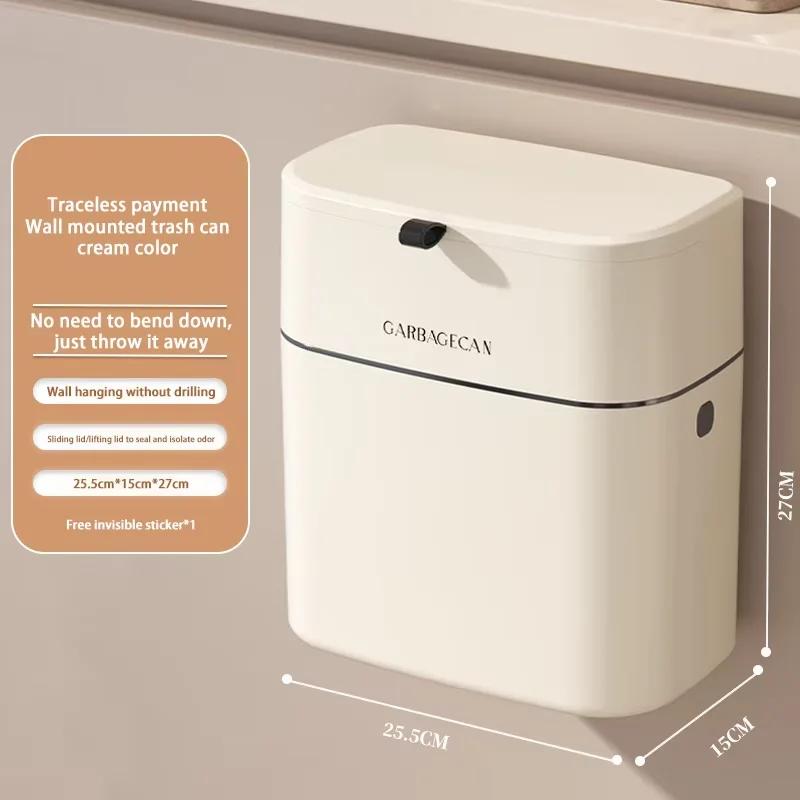 Stylish Home Kitchen Toilet Hanging Trash Can - Large Capacity Square Design Convenient Flip Cover