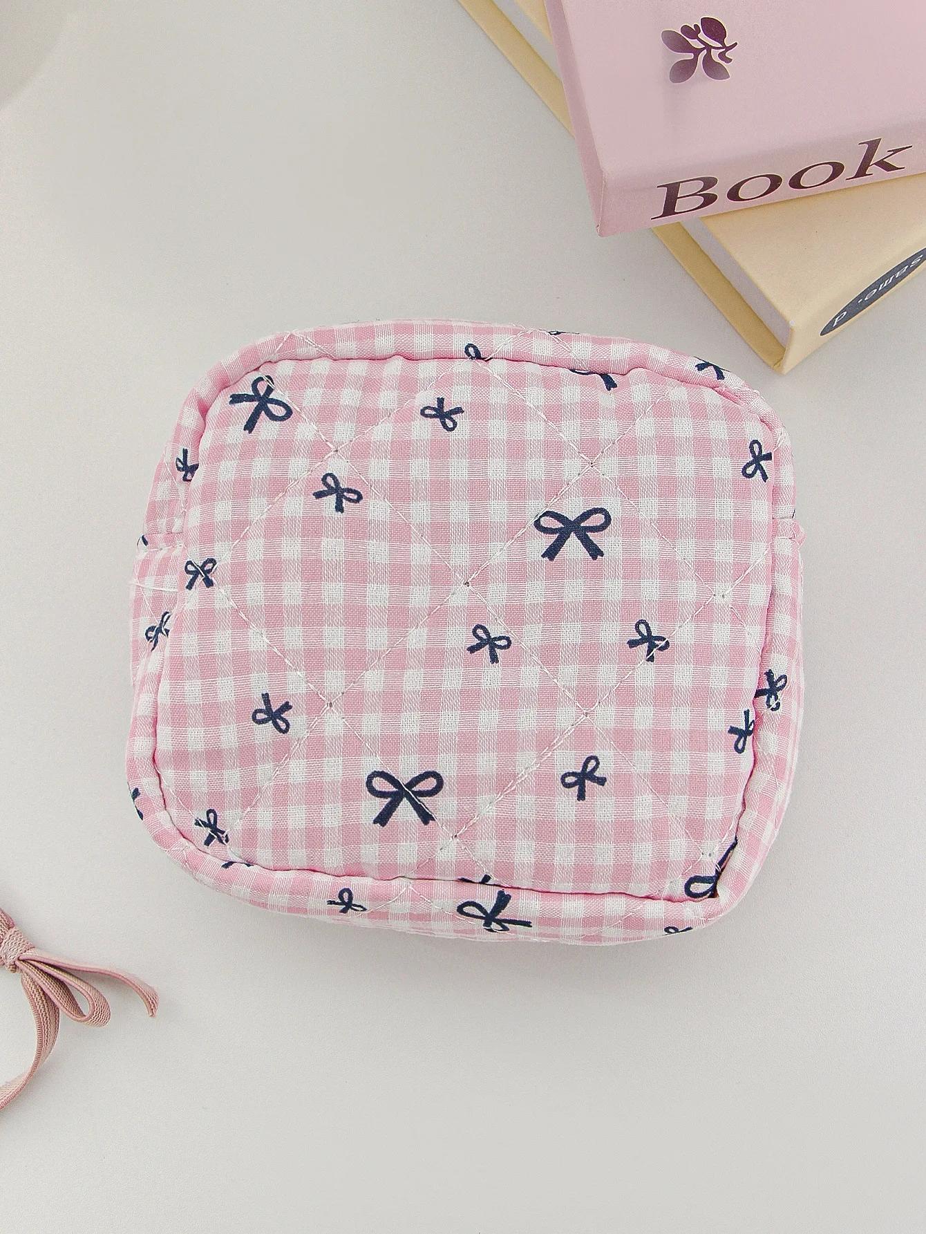 

Cherry Bow Makeup Pouch for Women Napkin Sanitary Pad Storage Bag Organizer Pouch for Tampons Teens Female Cosmetic Bags