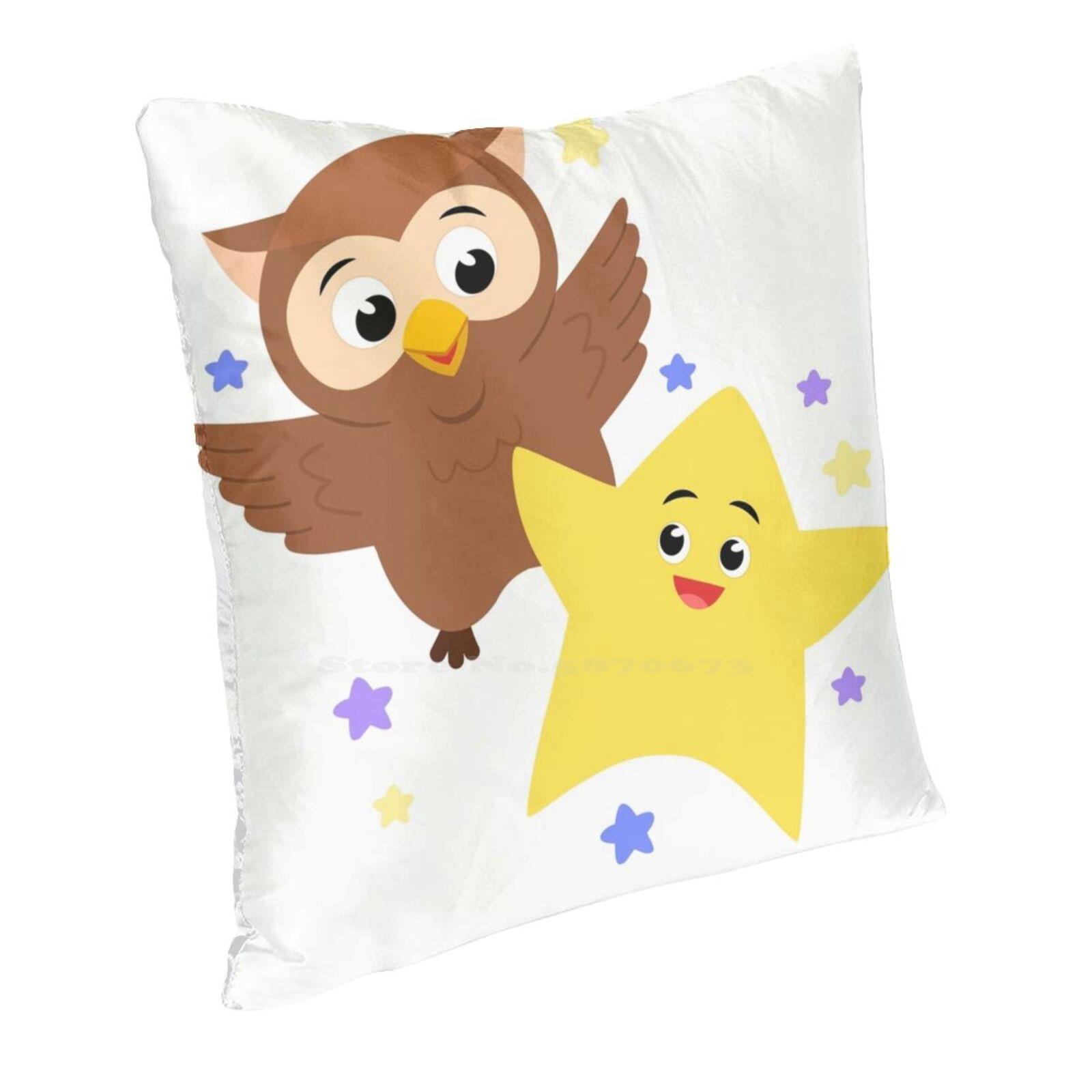 Twinkle Twinkle : Owl & Star Home Sofa Car Cushion Cover Pillowcase Twinkle Twinkle Little Star Star And Owl Super Simple Songs Peach skin 18*18(CM)-1Pcs