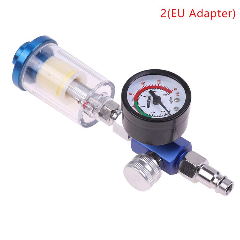 Pneumatic Spray Gun Air Regulator Gauge Water Trap Filter Tool Jp/Eu/Us Adapter