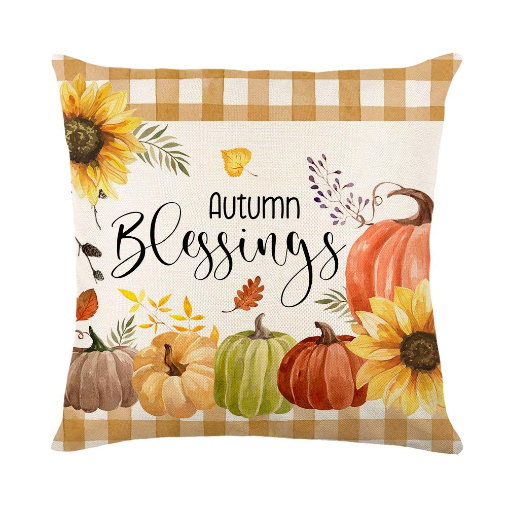 Autumn Harvest Series Cushion Cover Sunflower Pumpkin Print Home Decor Cushion Cover Bedroom Cushion