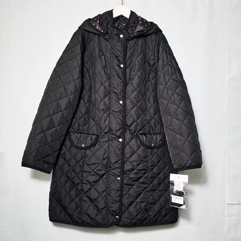 Japanese Single Tail Goods V Neck Open-up Buckle Quilted Thin Cotton Clothing Women's Contrast Color Binding Outwear Winter Waist-Tight Idle Style
