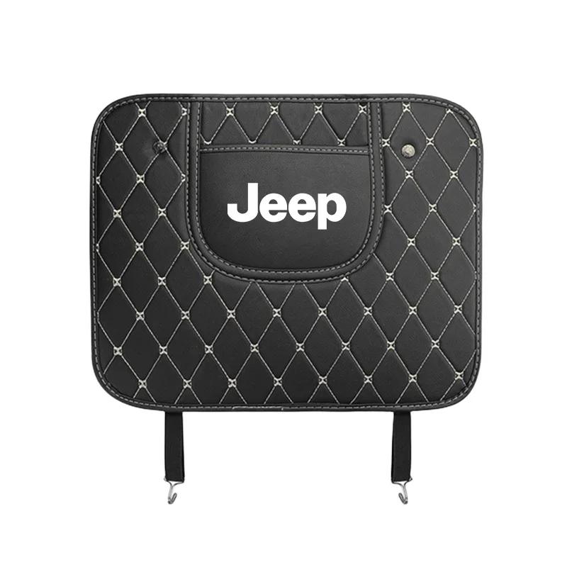 For Jeep Car Leather Seatback Protective Cover Seat Anti-Kick Pad For Jeep Grand Cherokee Wrangler JK Gladiator Compass Reneg