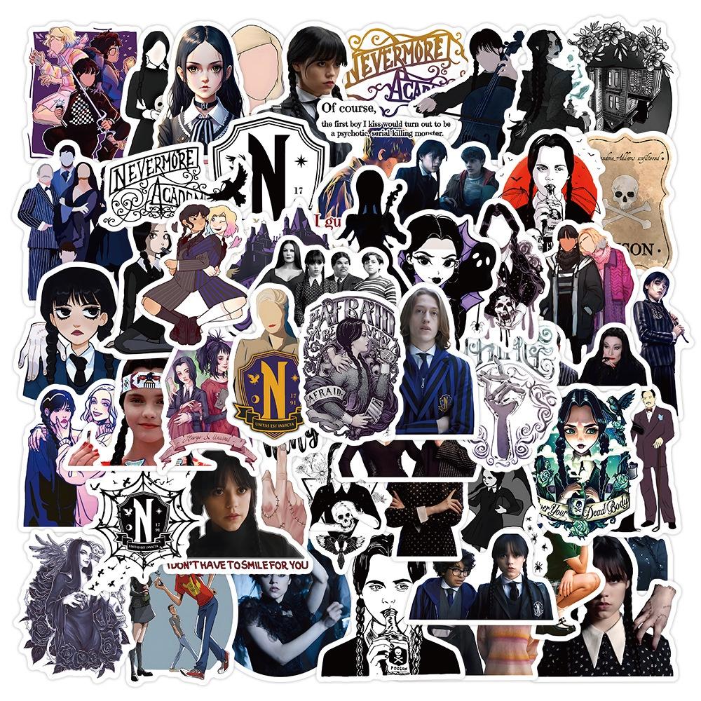 50100pcs Addams The Family Stickers Waterproof Reusable Gift Decor