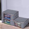 3x Clothes Quilt Storage Bag Blanket Closet Sweater Ziped Organizer Box Sorting Clothes Cabinet Grey