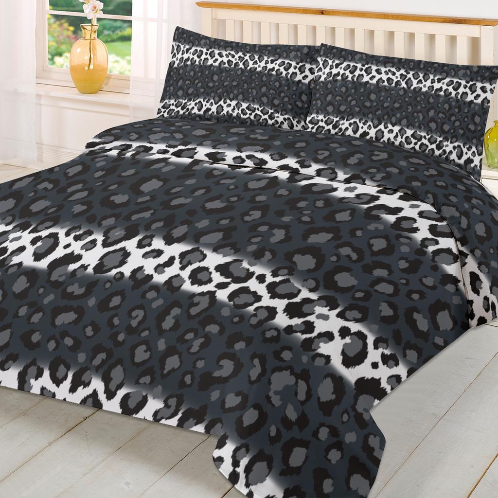 Leopard Print Black White Striped Duvet Cover With Pillow Case Custom 3pcs Bedding Set Quilt Cover Double Bed Home Textile