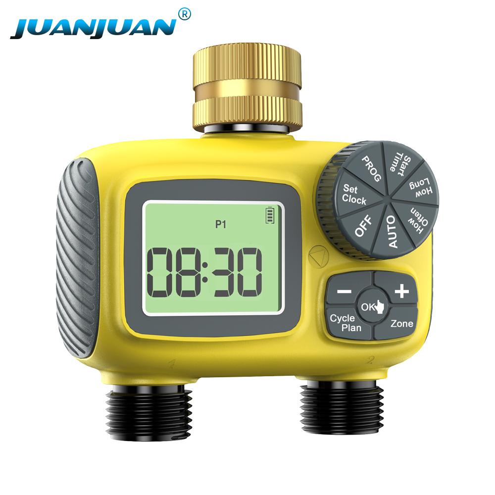 LCD Display Water Timer 1/2-Outlet Intelligent Irrigation Watering Control Syatem Automatic Sprinker Timer for Garden Lawn