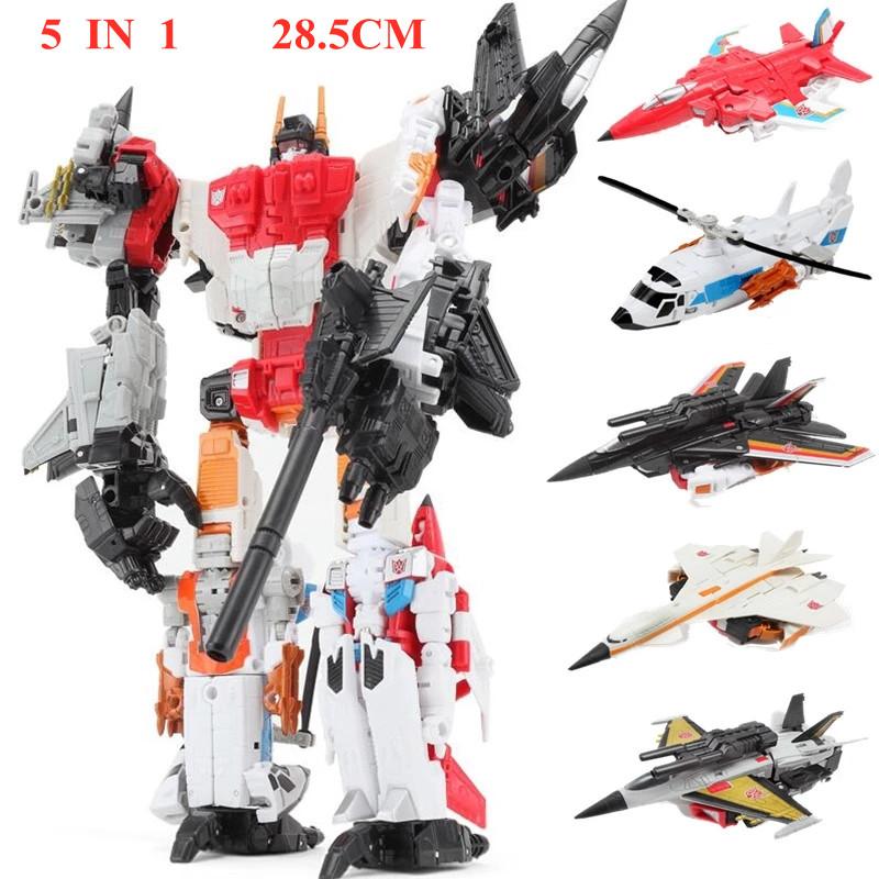

New 5 IN 1 BPF G1 Cool 33CM Devastator Transformation Playthings Anime Action Figure Robot Dinosaur Figure Boy Kids Gift