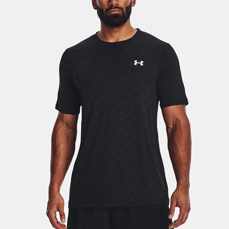 Under Armour Solid Logo Fitness Training Short Sleeve T-Shirt Men Tops Black 1359870-001