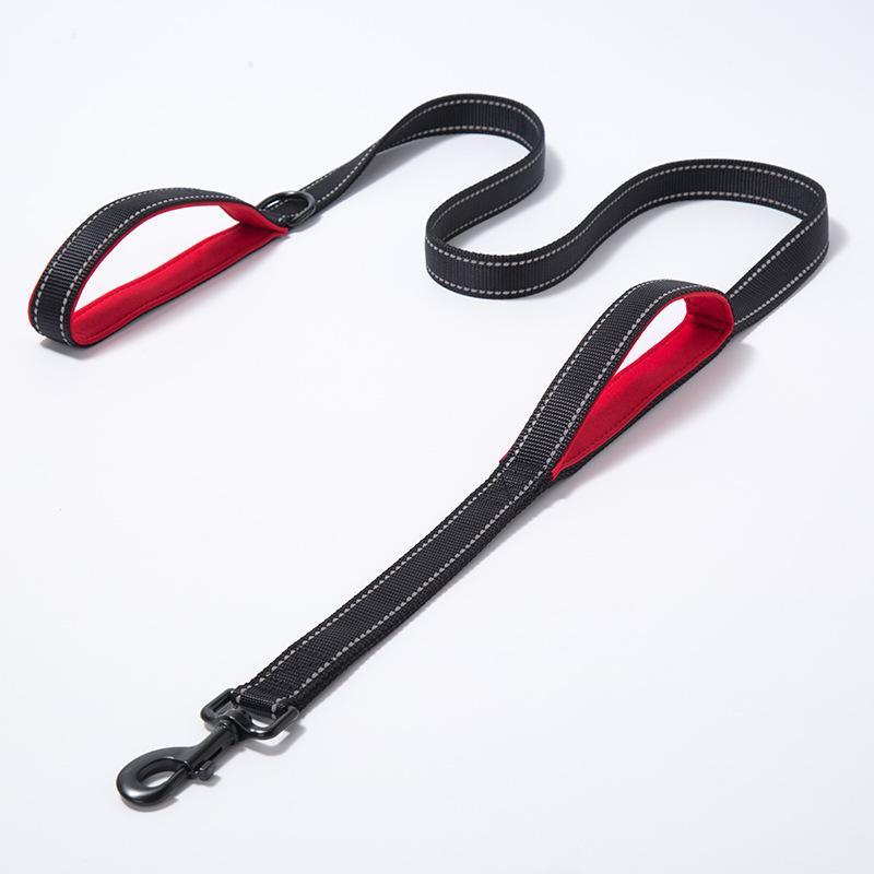 Dog Leashes Outdoor Travel Dog Training Chain Heavy Duty Double Handle Lead for Greater Control  Training Dual Handle