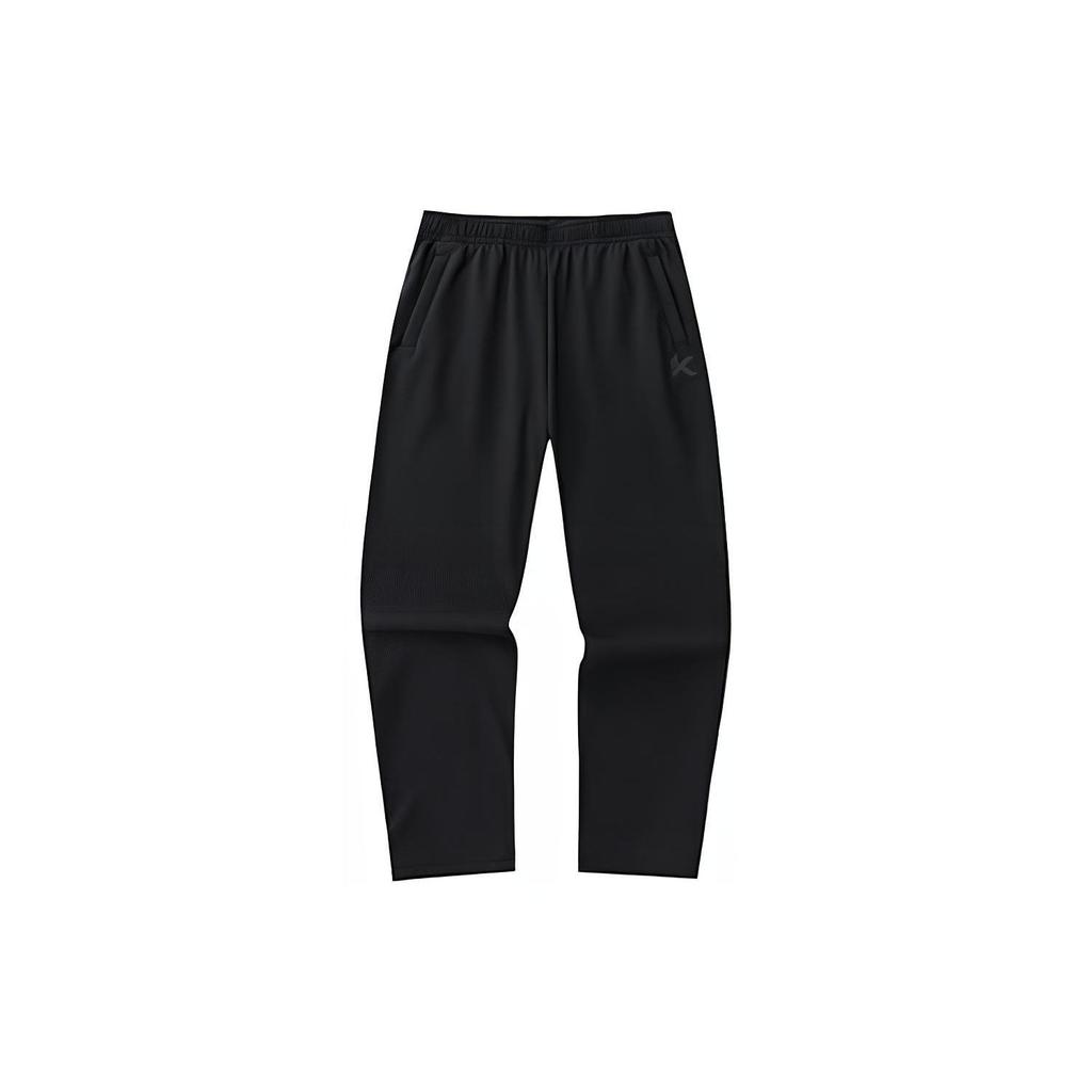 Anta Basketball Series Solid Color Mid Waist Straight Leg Fleece Casual Pants Men bottoms Basic-Black 152341328-1