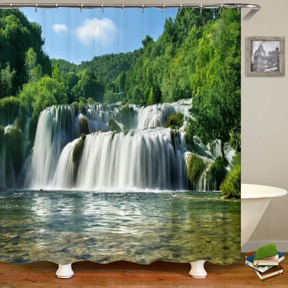 Shower Curtain Various Autumn Dusk Forest Scenery 3D Printing Shower Curtains Polyester Waterproof Home Decor Curtain