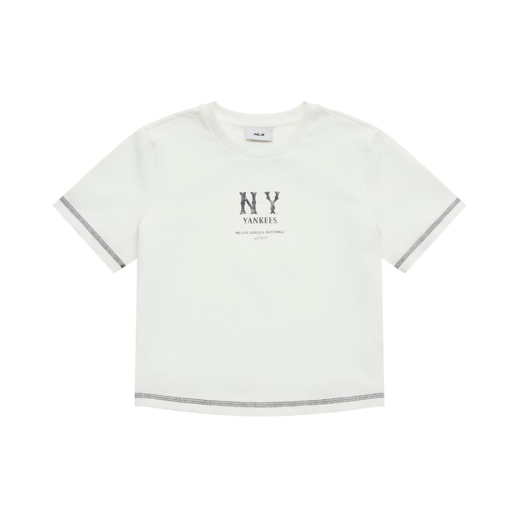 New MLB New York Yankees Basic Collection SS25 T Shirt Women's Ivory 3FTSB0453-50IVS