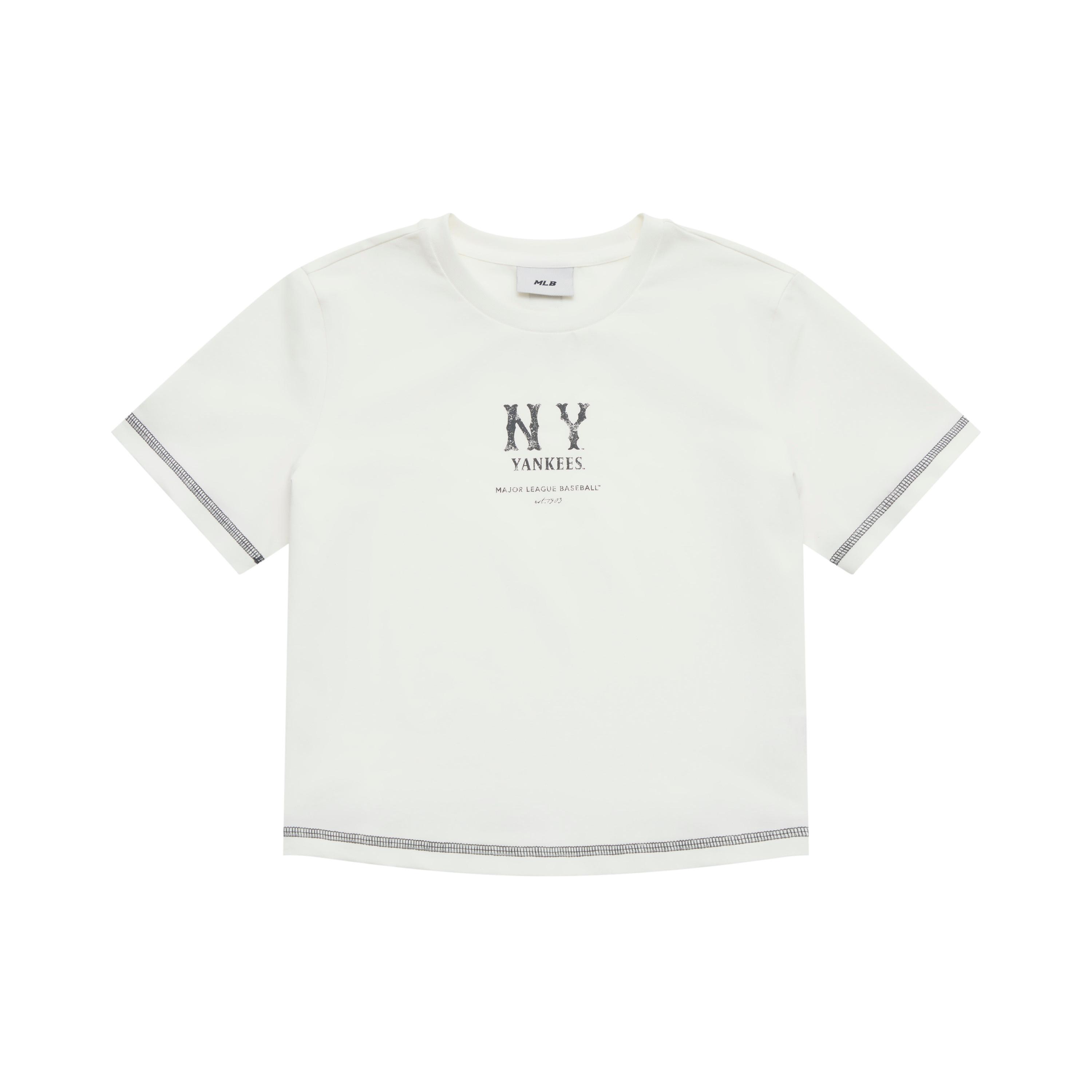 

New MLB New York Yankees Basic Collection SS25 T Shirt Women s Ivory 3FTSB0453-50IVS XS