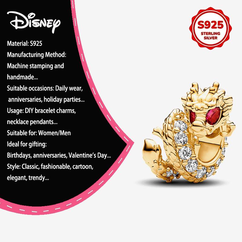 New Disney 925 Silver Winnie & Stitch Charms for Bracelet Necklace DIY Jewelry Gifts Holiday Party