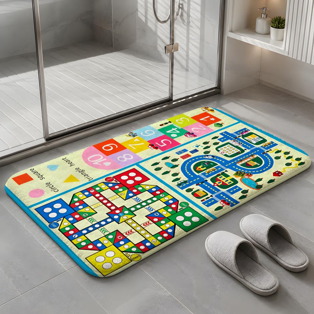 A-Alphabet Hopscotch Play Rug Floor Mat Soft Flannel Non-Slip Rug Washable Floor Mat for Living Room Bedroom Home Decor