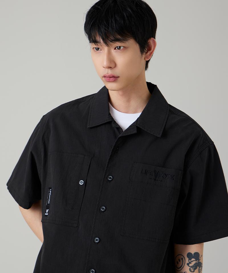 Life Work Seersucker Pocket Short Sleeve Shirt L.Grey/L