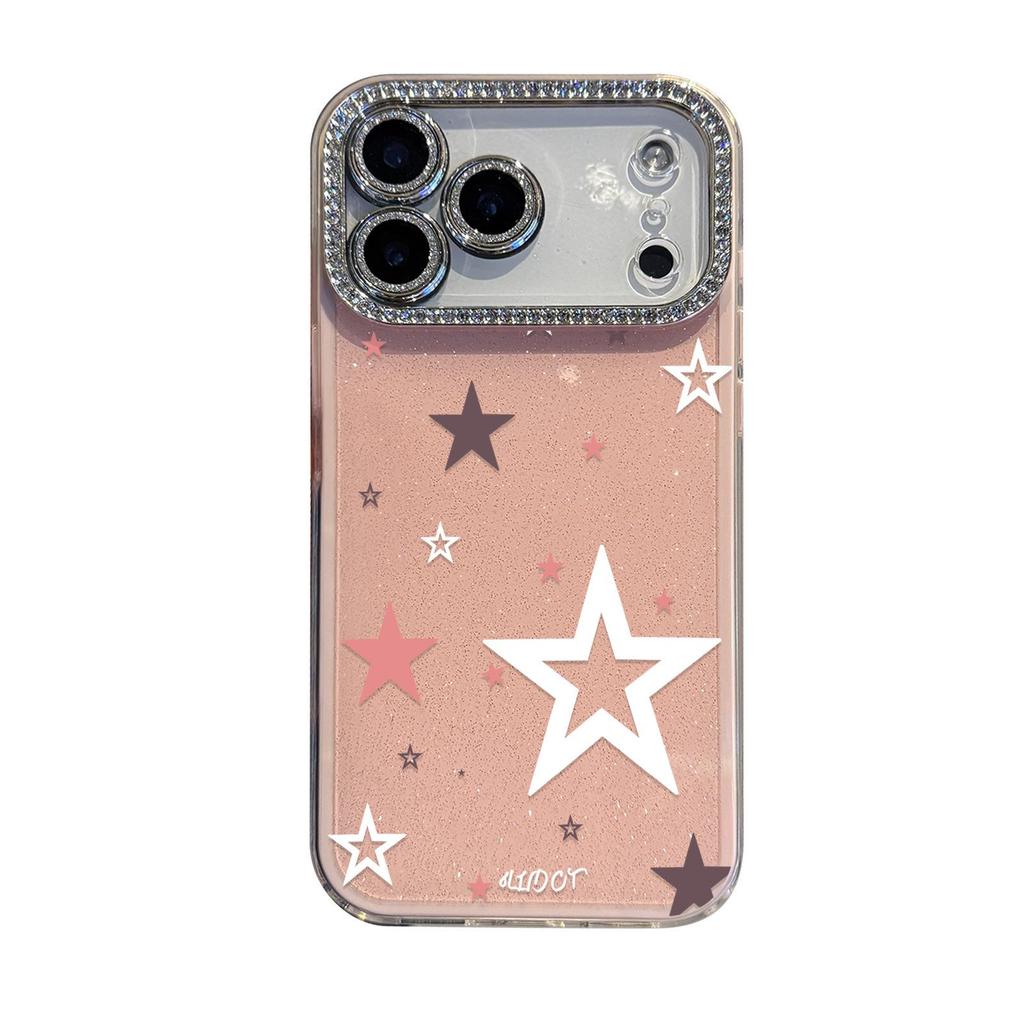 White Stars 2-in-1 Lens Film for iPhone 17 Pro Max/16 Pro/11/15 - Korean Japanese Style, Full Coverage
