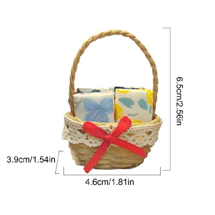 Delicate Basket Mini Woven Basket for Dollhouses and DIY Projects Photo Props for Dollhouses Scene Setting