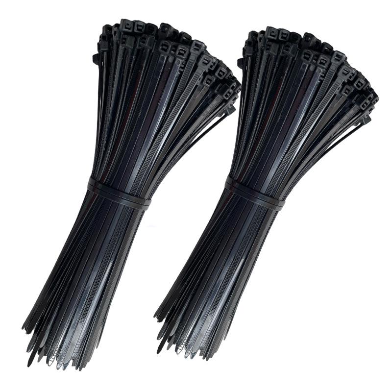 Black Heavy-Duty Industrial Nylon Cable Ties 4x200mm - Plastic Data Cable Storage Ties