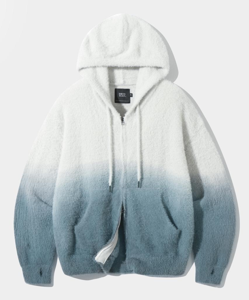 Dimiteulibeullaeg 2Way Essential Gradient Hairy Zip-Up Hoodie_Blue Ivory