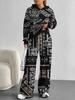 Splicing European And American Autumn And Winter Casual Long-Sleeved Suit Women'S Hooded Sweater Trousers Two-Piece Set