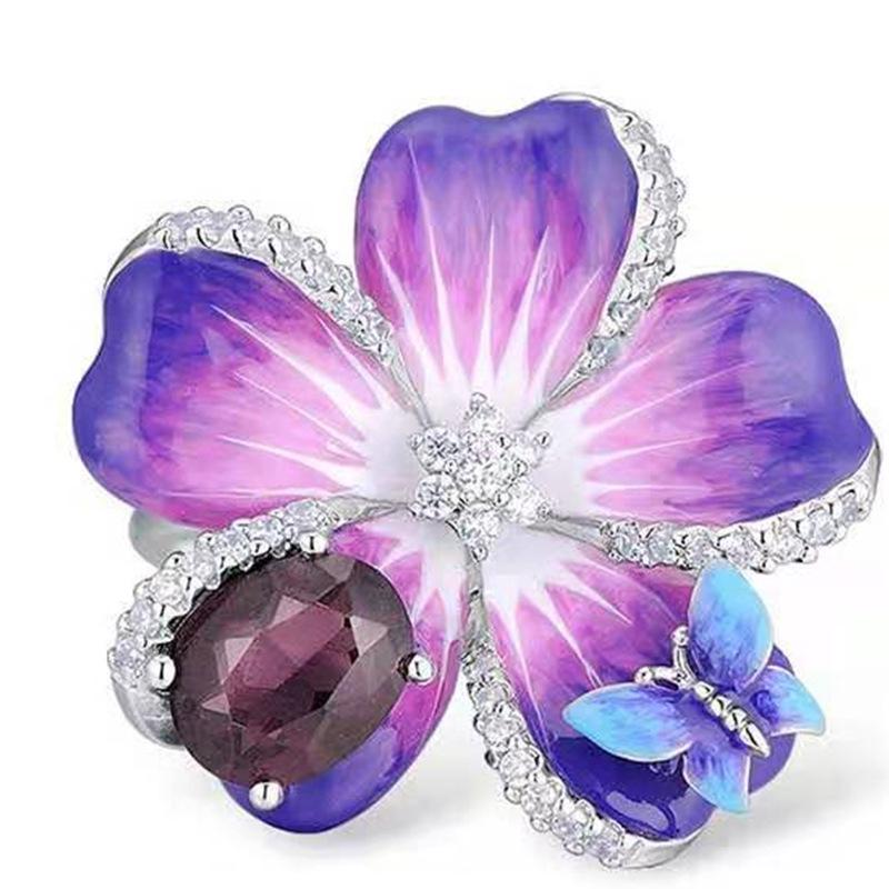Bague Pétale de Rose Exagérée - Style Européen et Américain, Bijoux Métalliques Créatifs