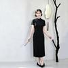 Black national style new Chinese style Suzhou daily long cheongsam improved young 1011 new women's high sense summer