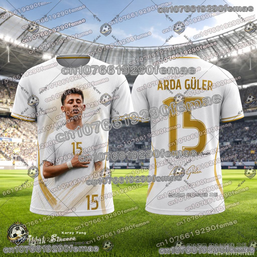 2026 Arda Güler Football Fan Jersey Summer Quick Dry Soccer Shirt 3D Print Sportswear Casual Training Tee Kids Adult Men Women