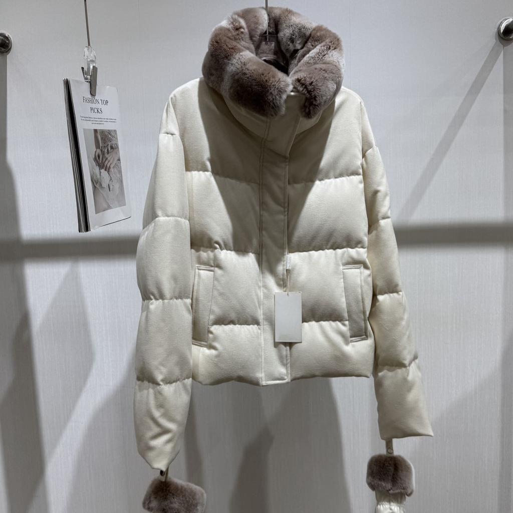 Max-M Premium Simple Goose Down Jacket Women's Rise Rabbit Fur Fur Collar Gloves Warm Bread Down