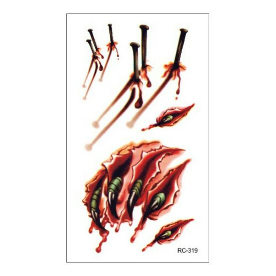 Adesivi Tatuaggio Impermeabili Horror Halloween: Modelli Realistici di Ferite, Macchie di Sangue e Cicatrici
