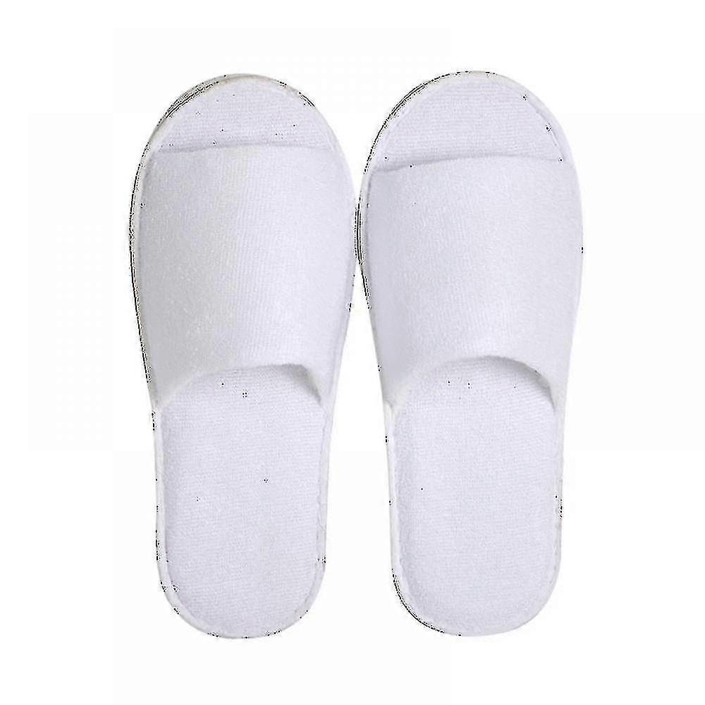 10 Pairs Disposable White Spa Hotel Guest Slippers