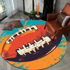 Retro Rugby Theme Flannel-printed Round Floor Mats Are Slip-resistant Suitable for Living Room Bedroom Terrace Garden Carpets