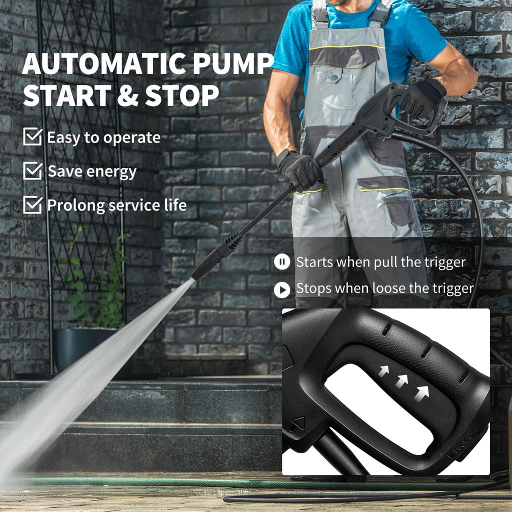 1800W High Pressure Washer, 150 Bar Pressure, 420 L/h Flow, Portable Power Washer Jet Wash Cleaner with Adjustable Nozzle, 6M Hose, Hose Reel