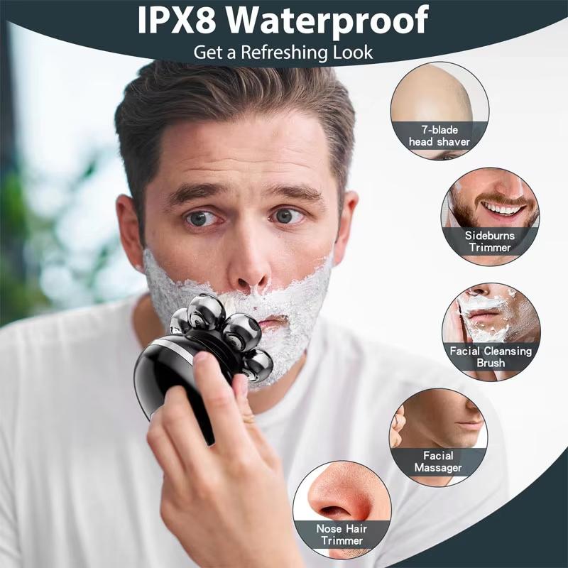 Electric Shaver 7-Head Floating Cutter Head Base USB Charging Portable Beard Trimmer Shaving Machine Man Electric Man shaver
