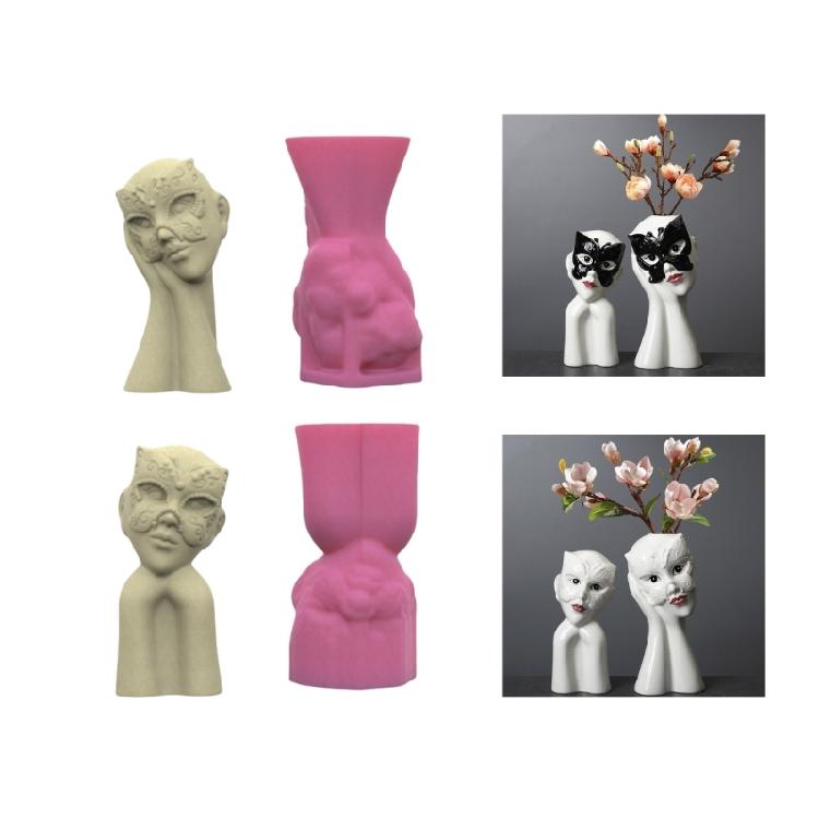 Customizable Girls Mask Sturdy Silicone Mould for Craft Supplies Flower Pots and Pen Holders from Resin Decoration