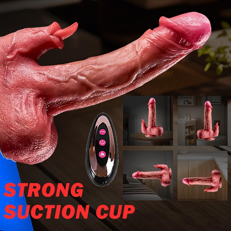 Sexy penis, 8,66 V vibrátor 4 v 1, 10 vibrací, teleskopické, 360° rotace, pomalé zahřívání, dálkové ovládání, tekutý silikon, erotické hračky, dárky, rekvizity, dildo