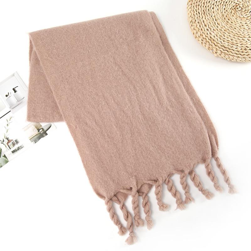 Braided Autumn and Winter Scarf for Women New Thick Warm Soft Waxy Scarf Winter Thick Tassel Scarf