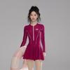 Long-sleeved Swimsuit Women's Sunscreen High-value Swimming Suit Slimming Skin-covering Slightly Fat Girl's