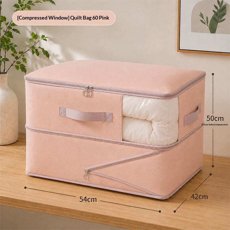 Nonwoven Fabric Clothes Storage Organizer With Clear Window Sturdy Handles Large Capacity For Closet Bedding Storage