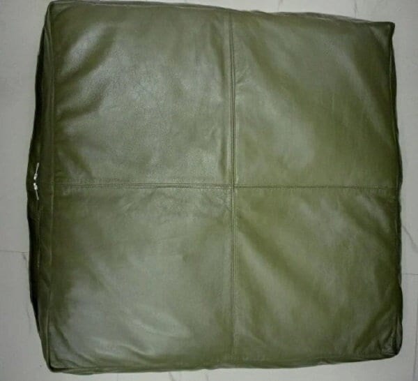 Leather Seat Cushion Cover | Olive GREEN Leather Pet Bed Cover| SQUARE Bench Floor Cushion Cover | Leather BENCH Cushion Cover