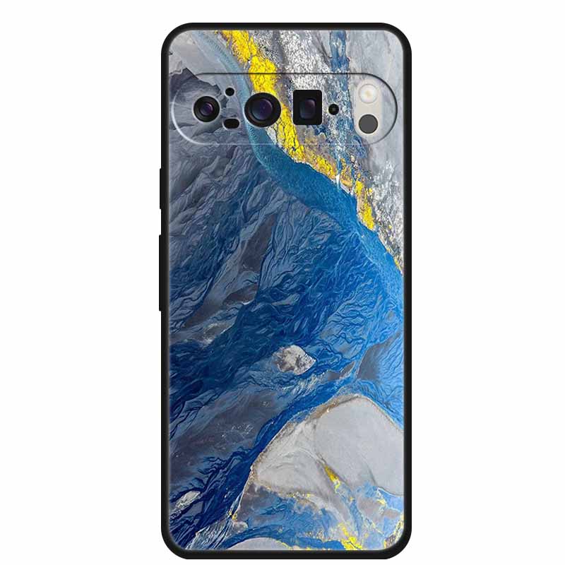 For Google Pixel 9 Pro XL Cellphone Case Luxury Protector Soft Silicone Cover for Google Pixel 9Pro XL Marble Soft Black Funda