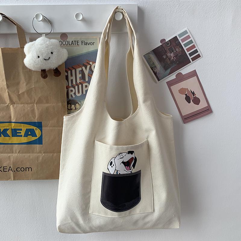 Cartoon Shoulder Bag Women Large Capacity Canvas Shopping Bag Eco Friendly Tote Bag Women's Handbags Outside Bag