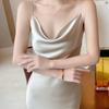 Damen Kleid Satin Swinging Kragen Französisch Spaghetti Strap Designer Chic Elegante Mode Lässig Abend Party Sexy Sling Kleider Sommer 2024