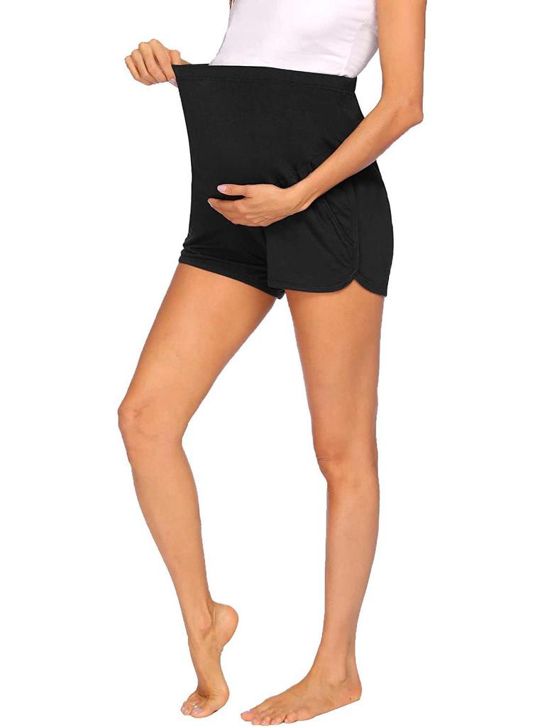 Solid Color Maternity Support Shorts - Comfortable Home and Sportswear