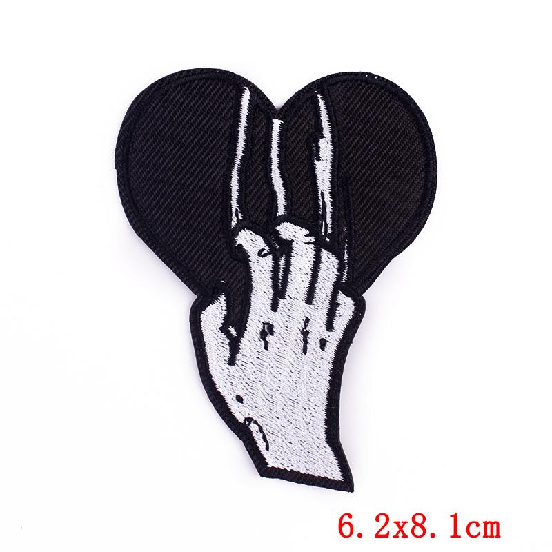Drinking Coffee Skeleton Patches Skull Finger Letter Embroidery Patch For Clothing Thermoadhesive Patches On Clothes Punk Patch