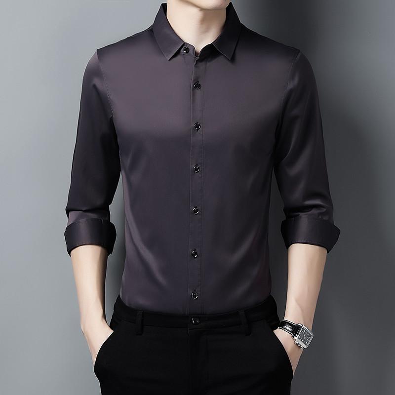New Long-sleeved Shirt Male Middle-aged Business Slim Non-iron Professional Workwear Japanese Solid Colour Men's White Shirt