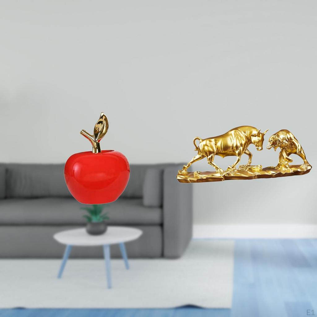 Ceramic Bull Figurine Sculpture Modern Artwork Home Decoration Fruit Statue Chinese Animal Ornament