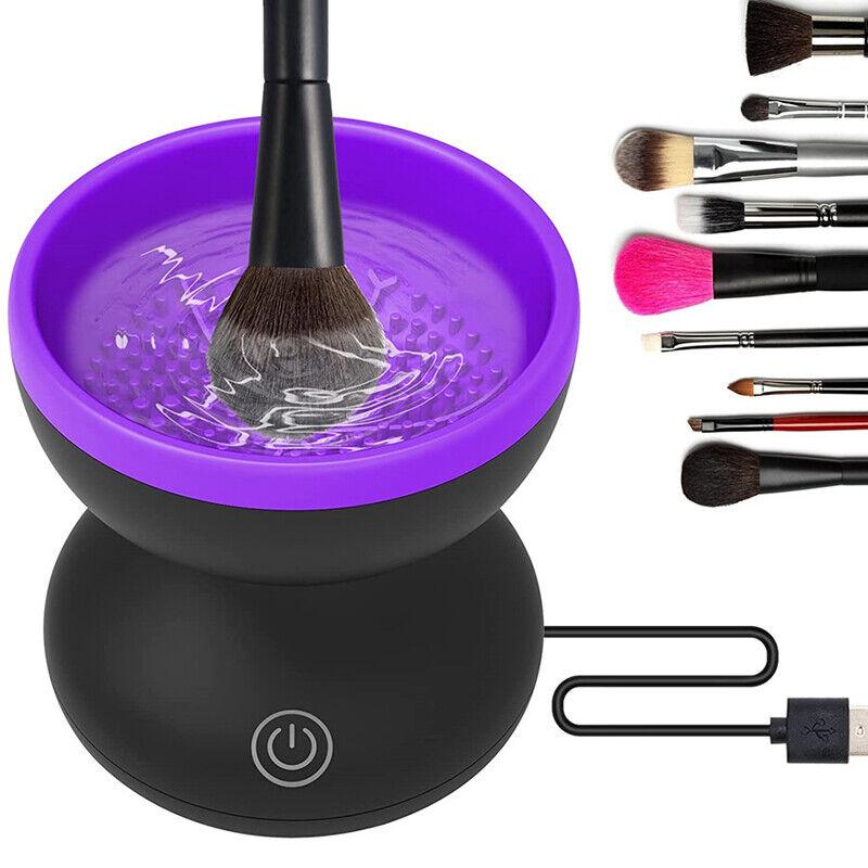 Электрический очиститель кистей для макияжа, профессиональный инструмент для чистки кистей для макияжа чёрный/фиолетовый